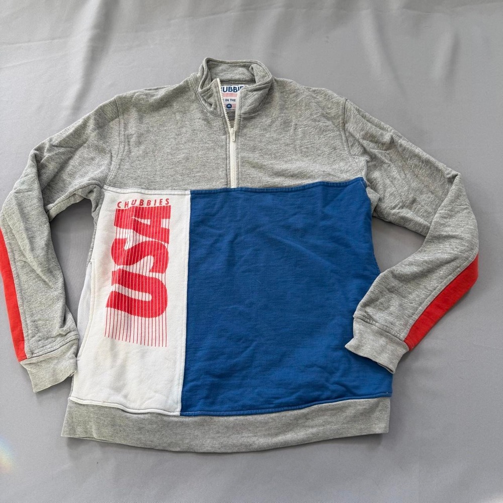 Chubbies Made in USA quarter zip sweatshirt Men's size medium